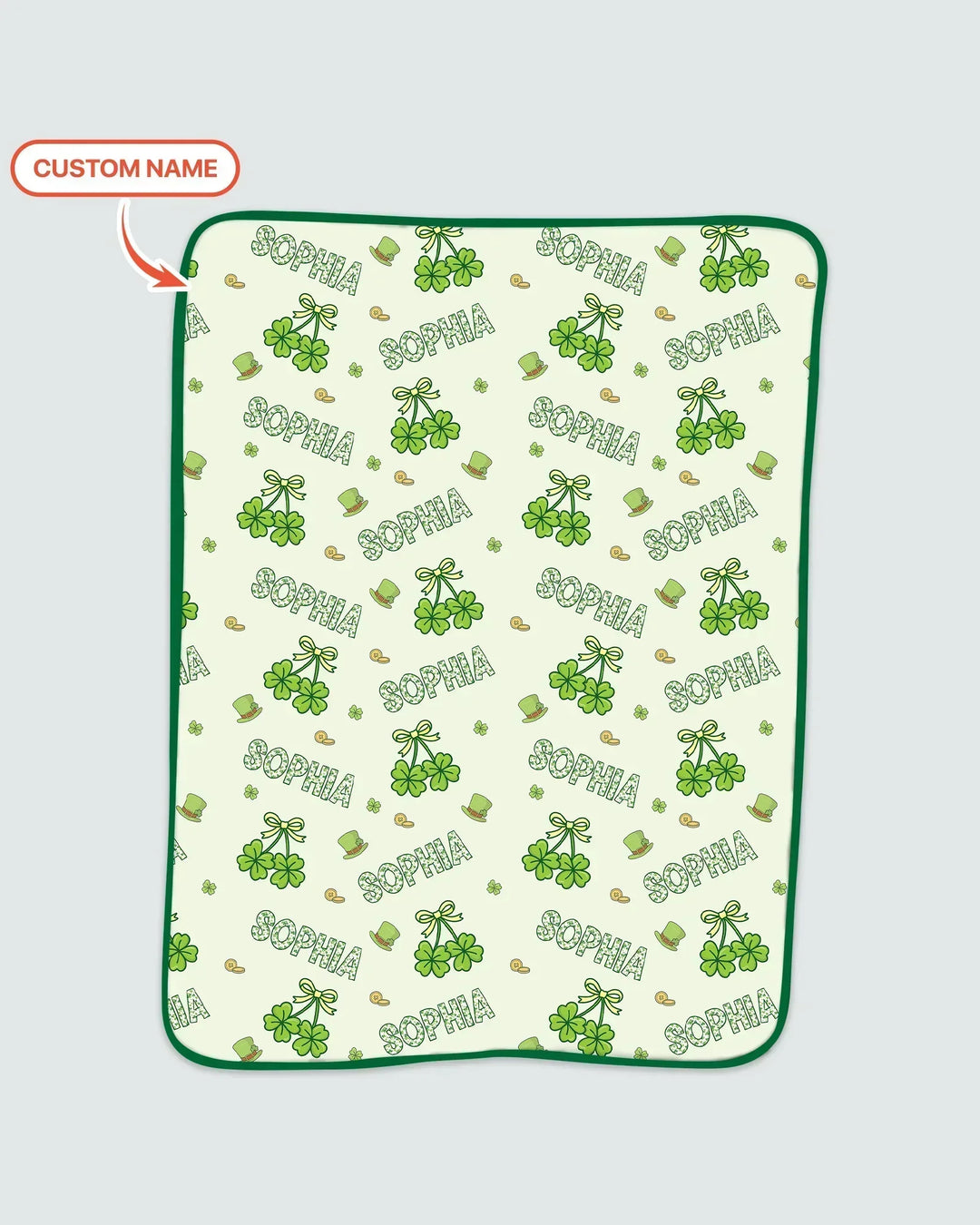 Custom Name Lucky Little Shamrock Bamboo Blanket