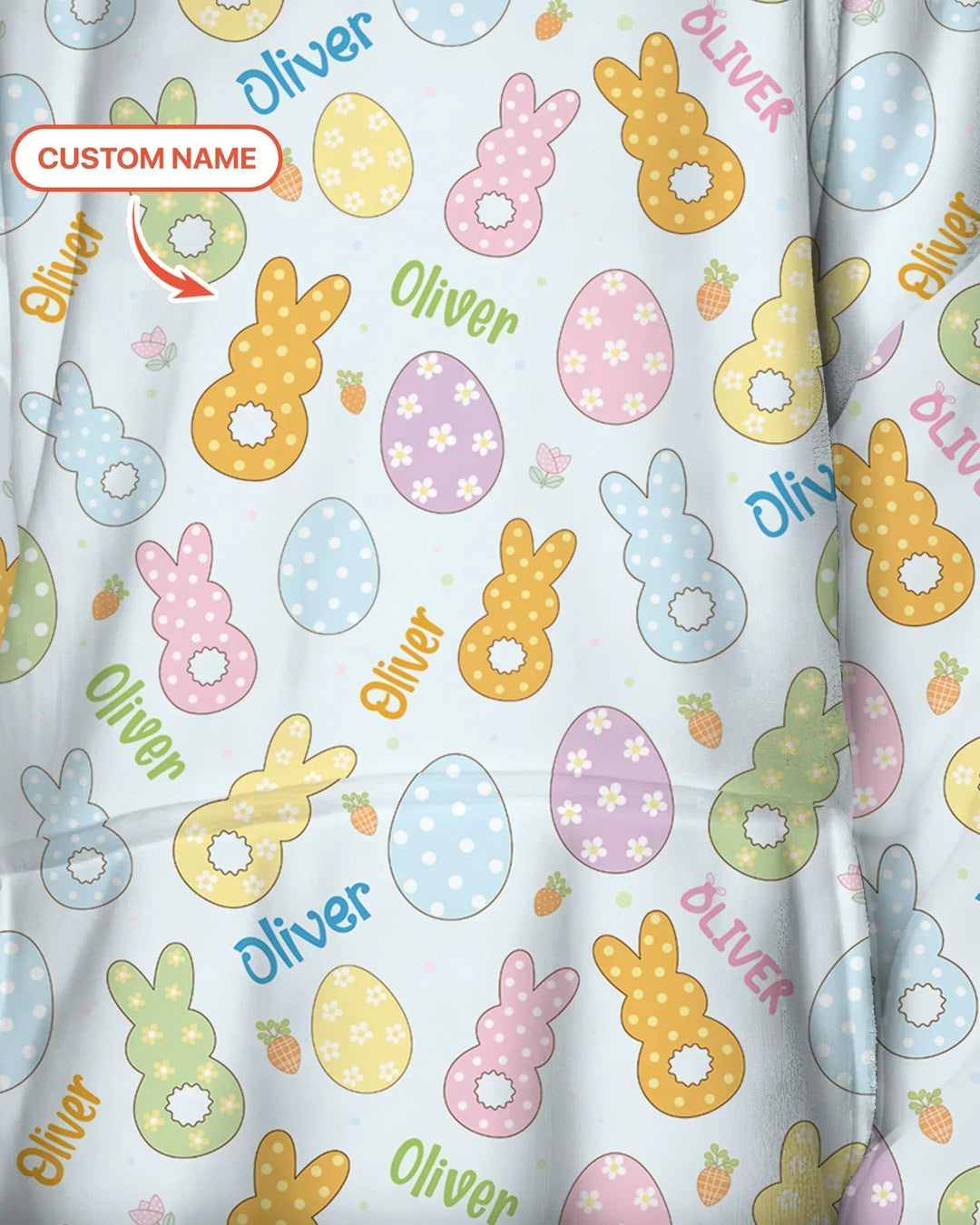 Custom Name Spring Pastel Easter Bamboo Blanket Hoodie