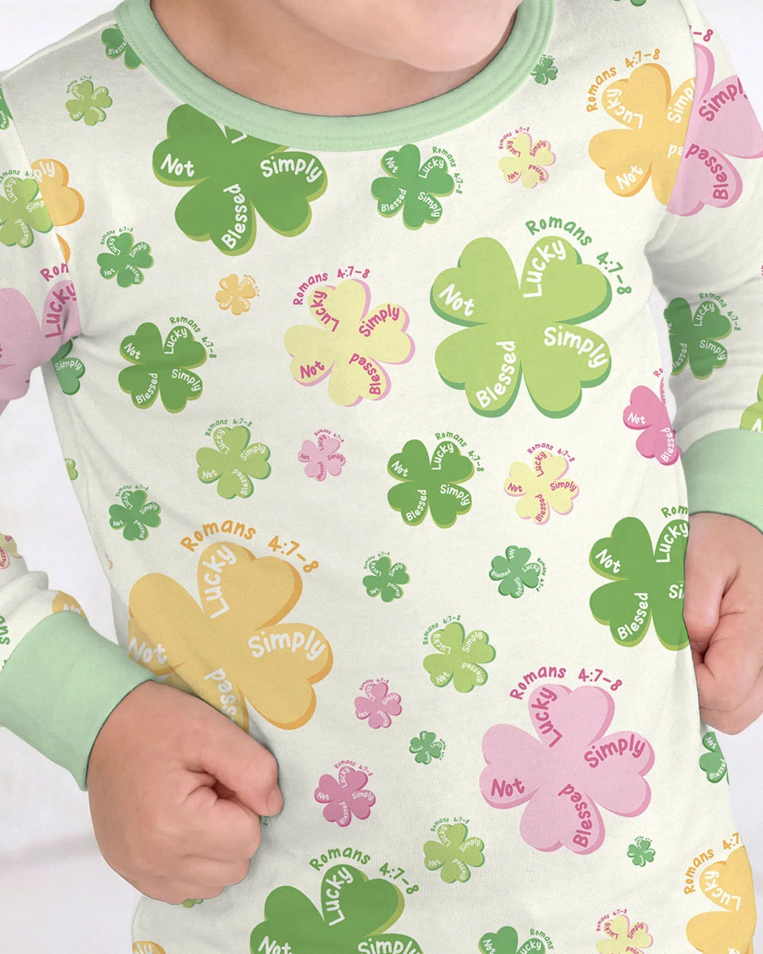 Shamrocks Print St. Patrick's Day Bamboo Two Piece Long Sleeve Pajama Set