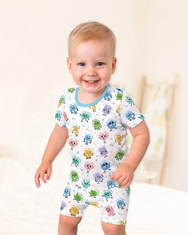 Positive Affirmations Bamboo Two Piece Short Sleeve Shorts Pajama Set