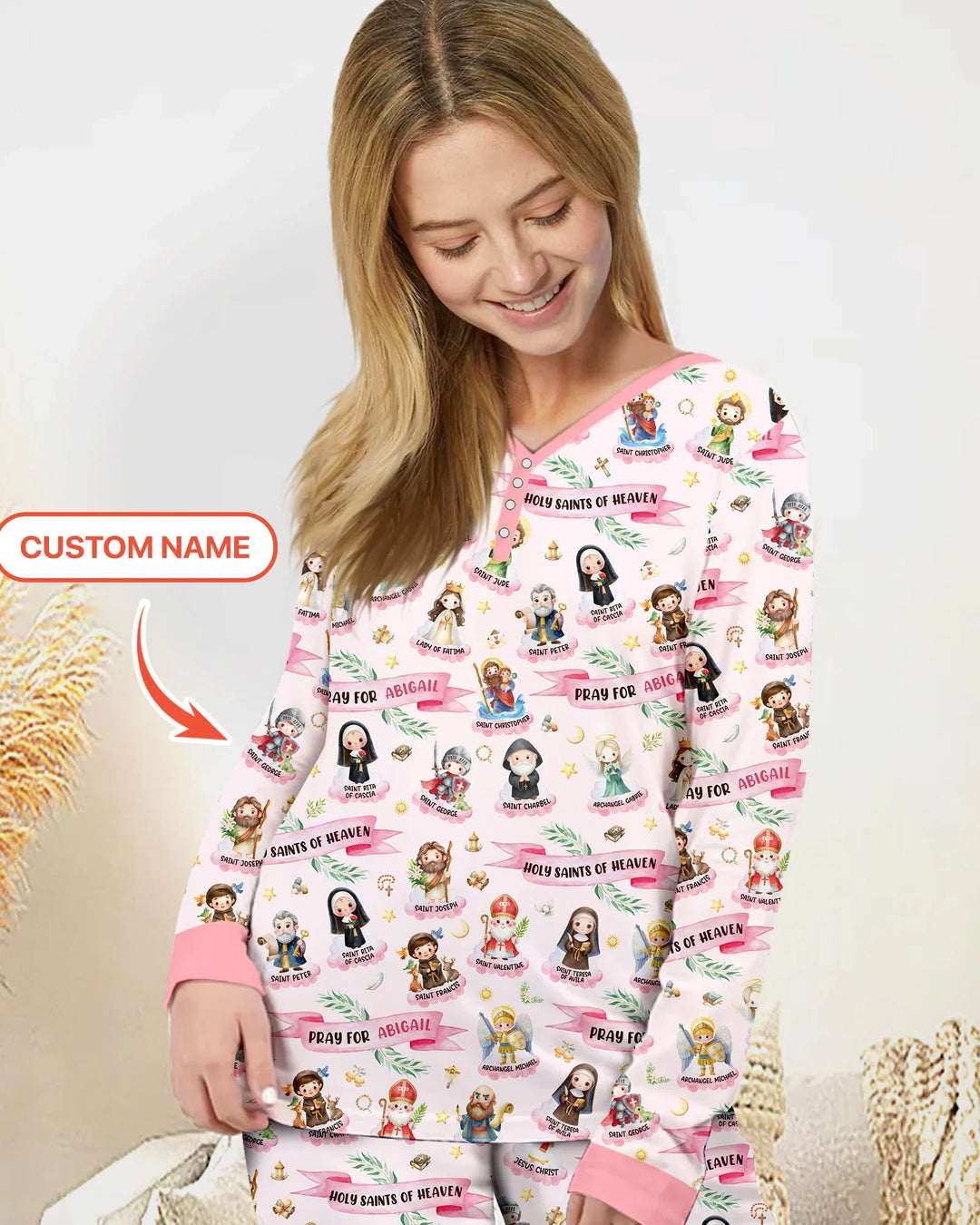 Holy Saints of Heaven Custom Name Bamboo Women Pajama Set