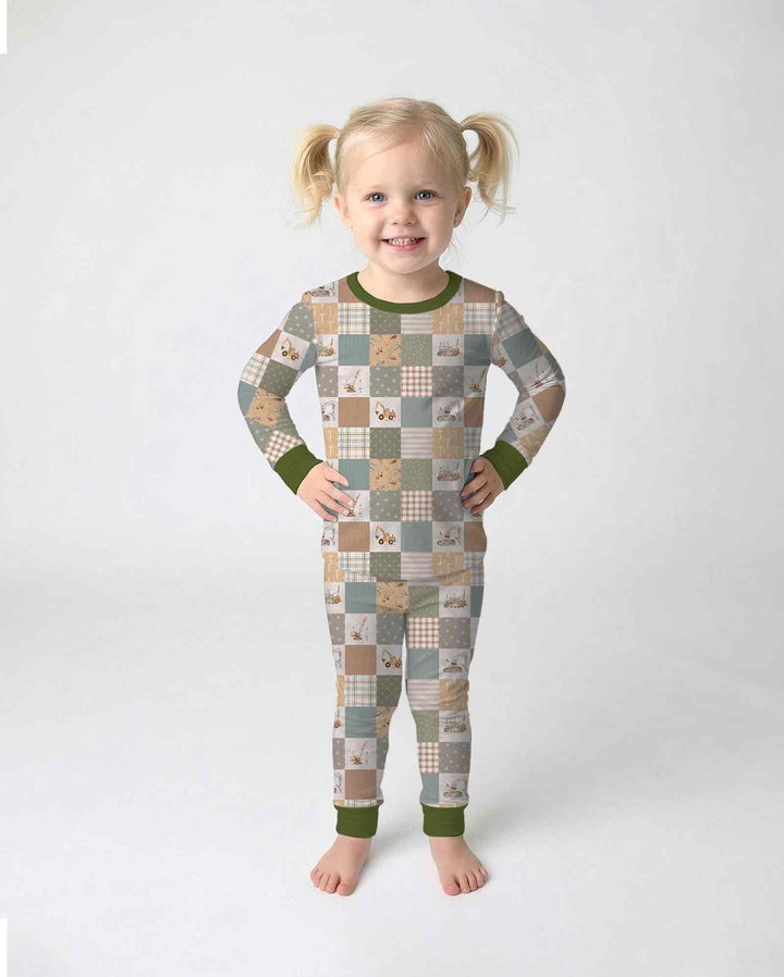 Construction Trucks Bamboo Two Piece Long Sleeve Pajama Set