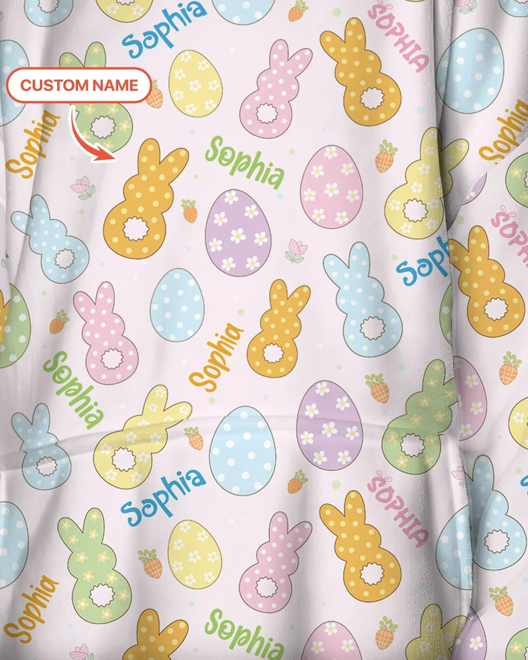 Custom Name Spring Pastel Easter Bamboo Blanket Hoodie