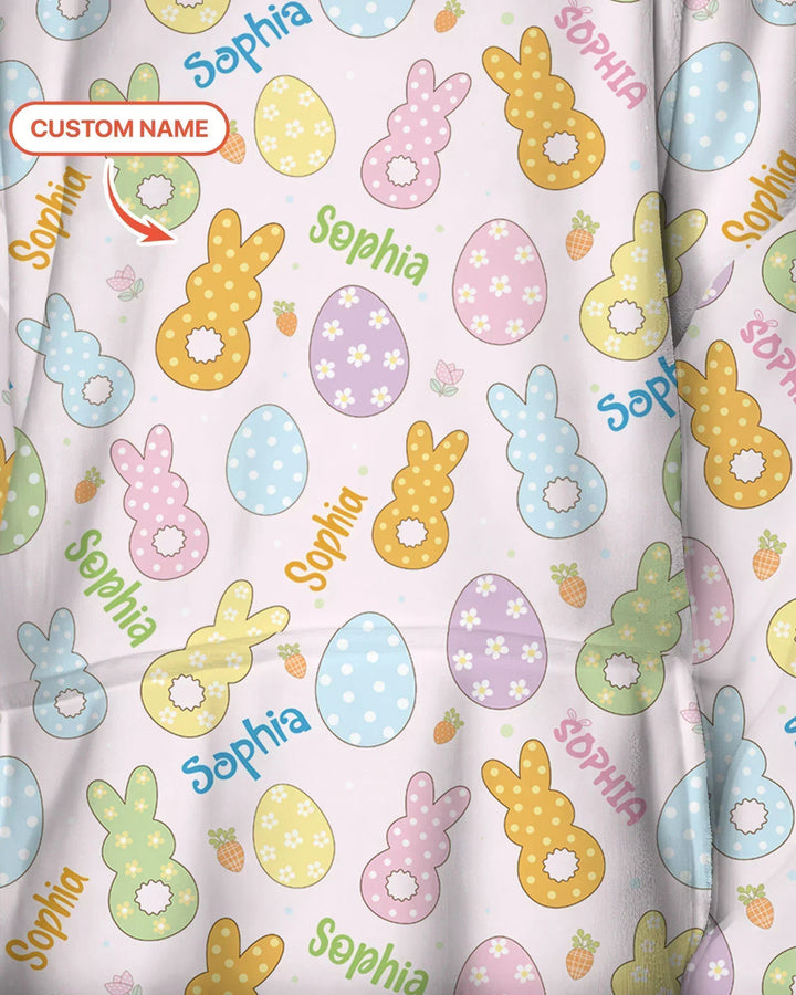 Custom Name Spring Pastel Easter Bamboo Blanket Hoodie