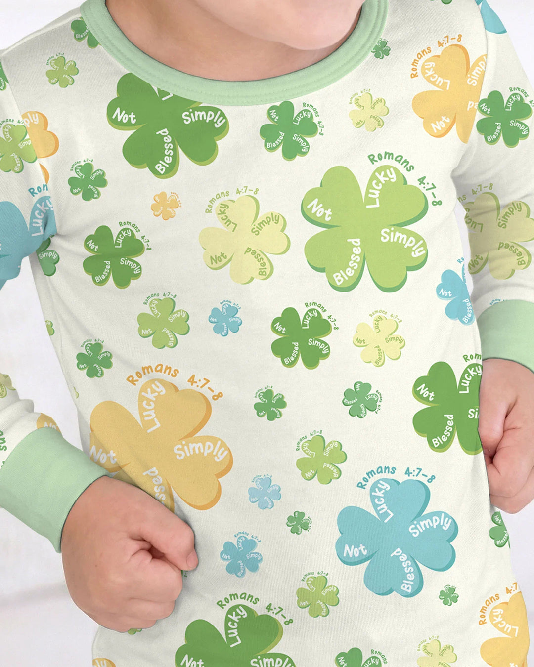 Shamrocks Print St. Patrick's Day Bamboo Two Piece Long Sleeve Pajama Set