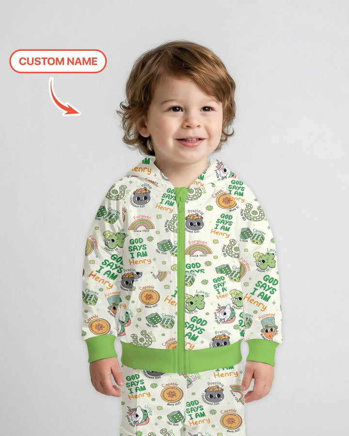 Personalized God Says I Am St. Patrick's Day Family Matching Bamboo Zip Hoodie