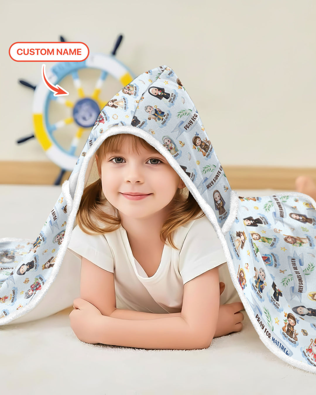 Holy Saints of Heaven Custom Name Bamboo Wearable Hooded Blanket