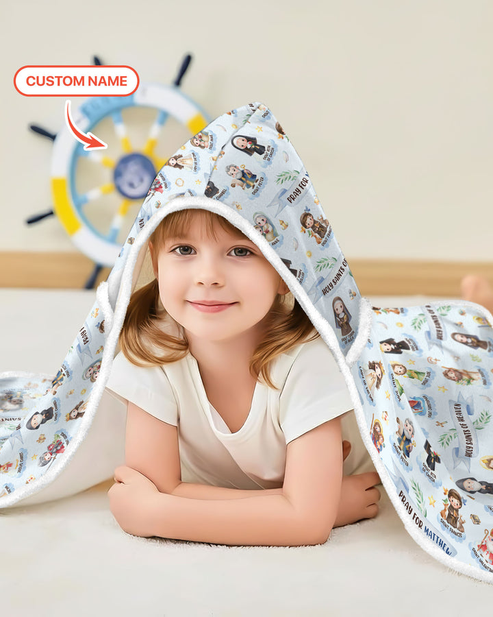 Holy Saints of Heaven Custom Name Bamboo Wearable Hooded Blanket