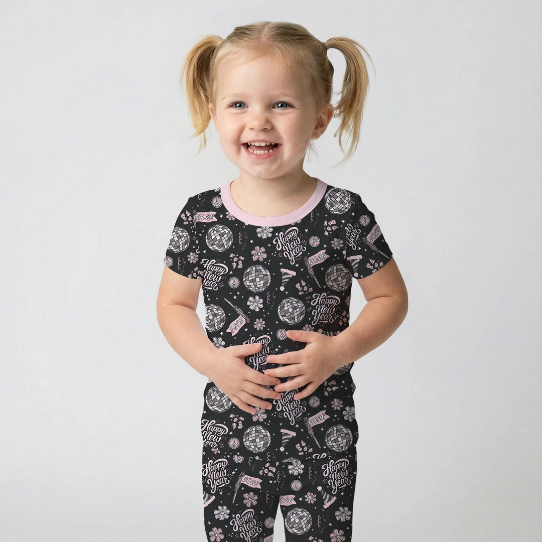 Disco New Years Eve Bamboo Two Piece Short Sleeve Pajama Set