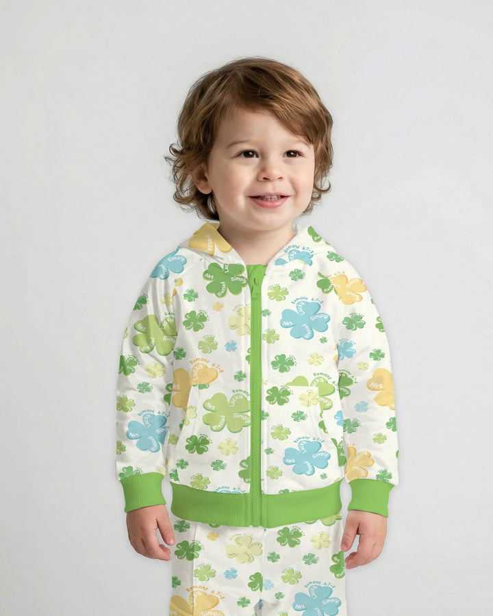 Shamrocks Print St. Patrick's Day Bamboo Zip Hoodie