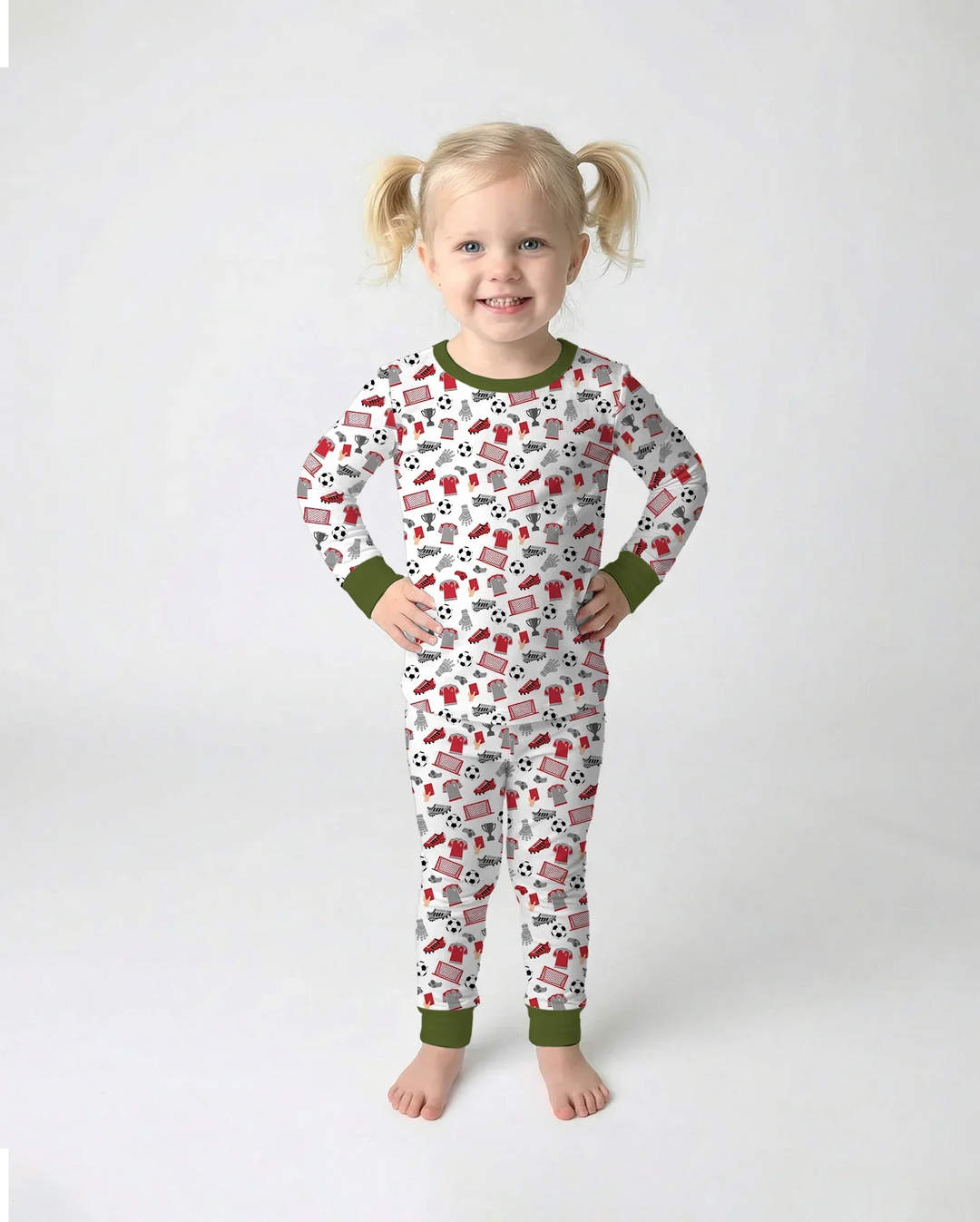 Soccer Gear Bamboo Two Piece Long Sleeve Pajama Set