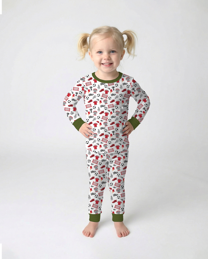 Soccer Gear Bamboo Two Piece Long Sleeve Pajama Set