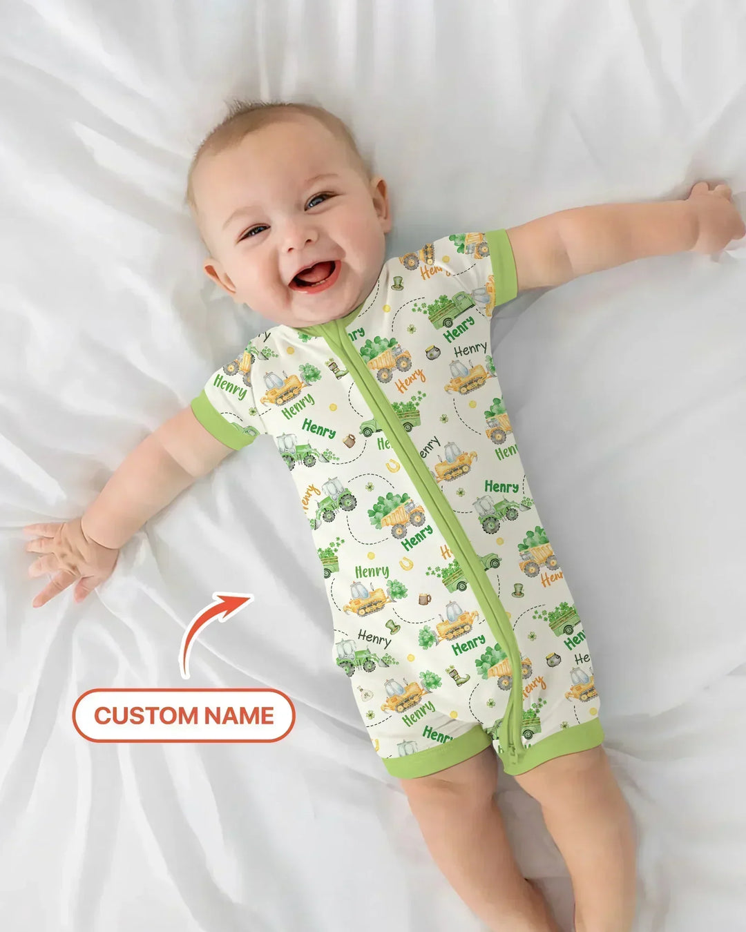 Construction St. Patrick's Day Custom Name Bamboo Shorty Zippy