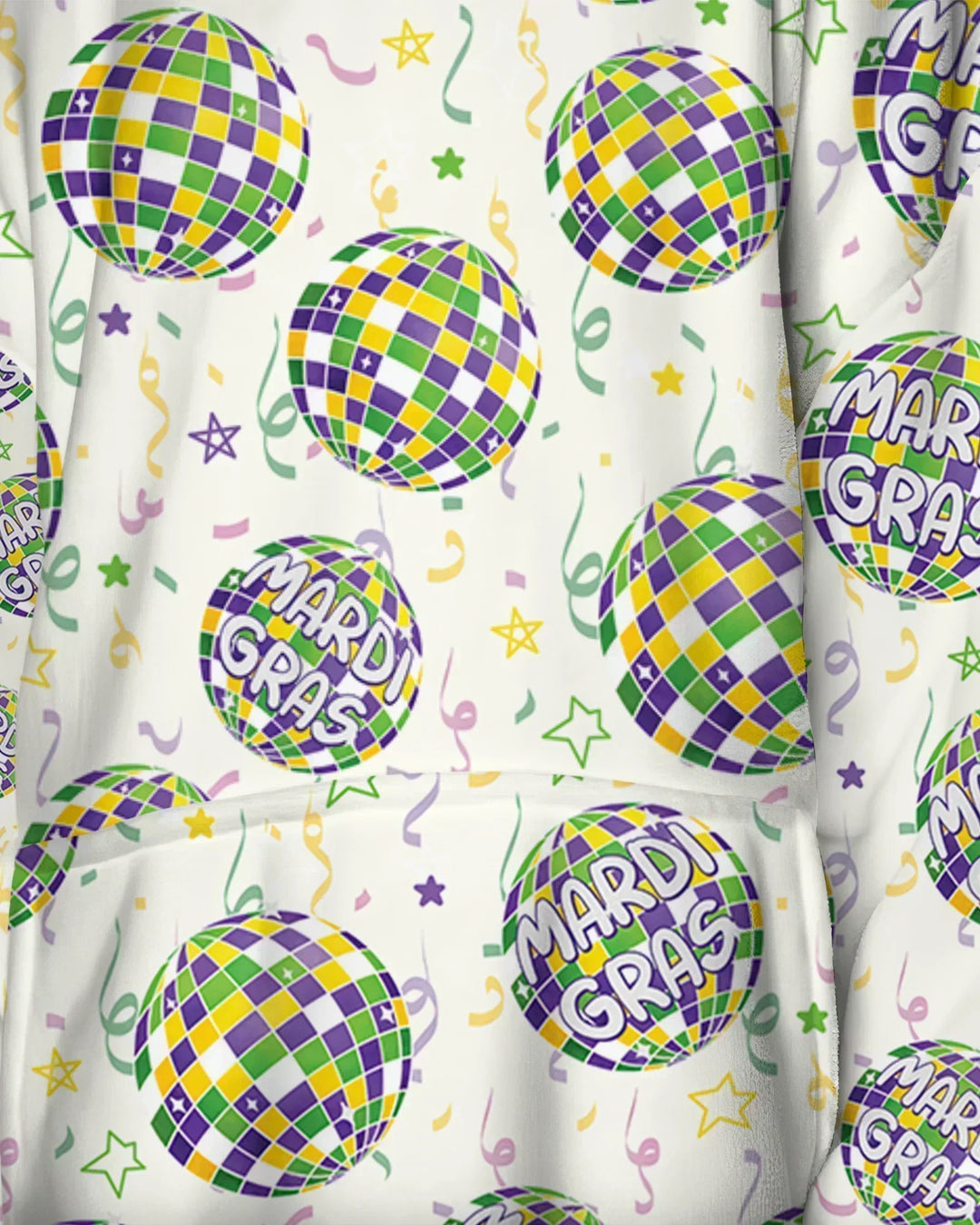 Mardi Gras Disco Ball Wearable Bamboo Blanket Hoodie