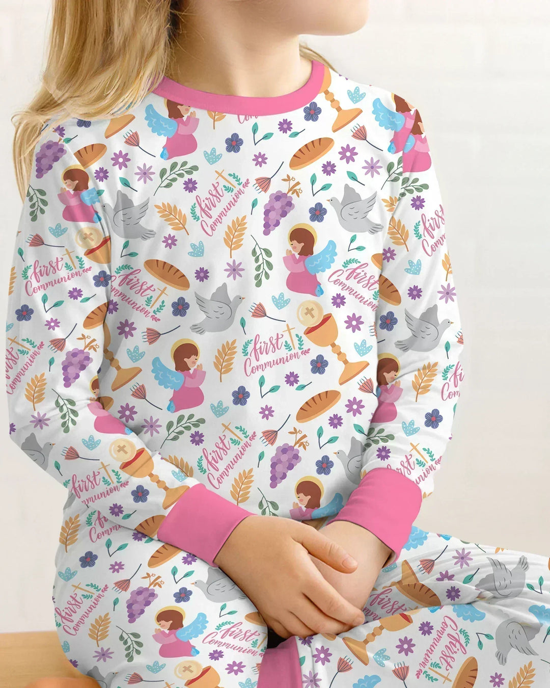 First Communion Bamboo Two Piece Long Sleeve Pajama Set