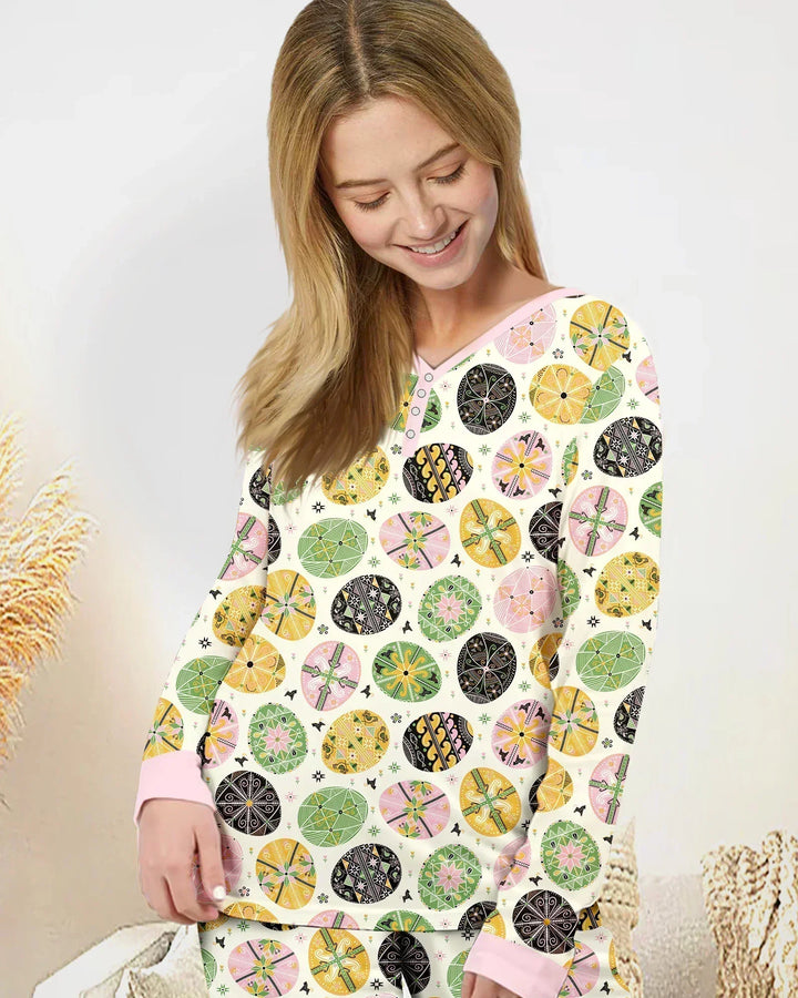 Pysanky Eggs Family Matching Bamboo Women Pajama Set