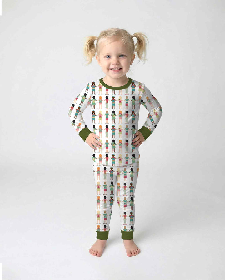 Little Friends Everywhere Bamboo Two Piece Long Sleeve Pajama Set