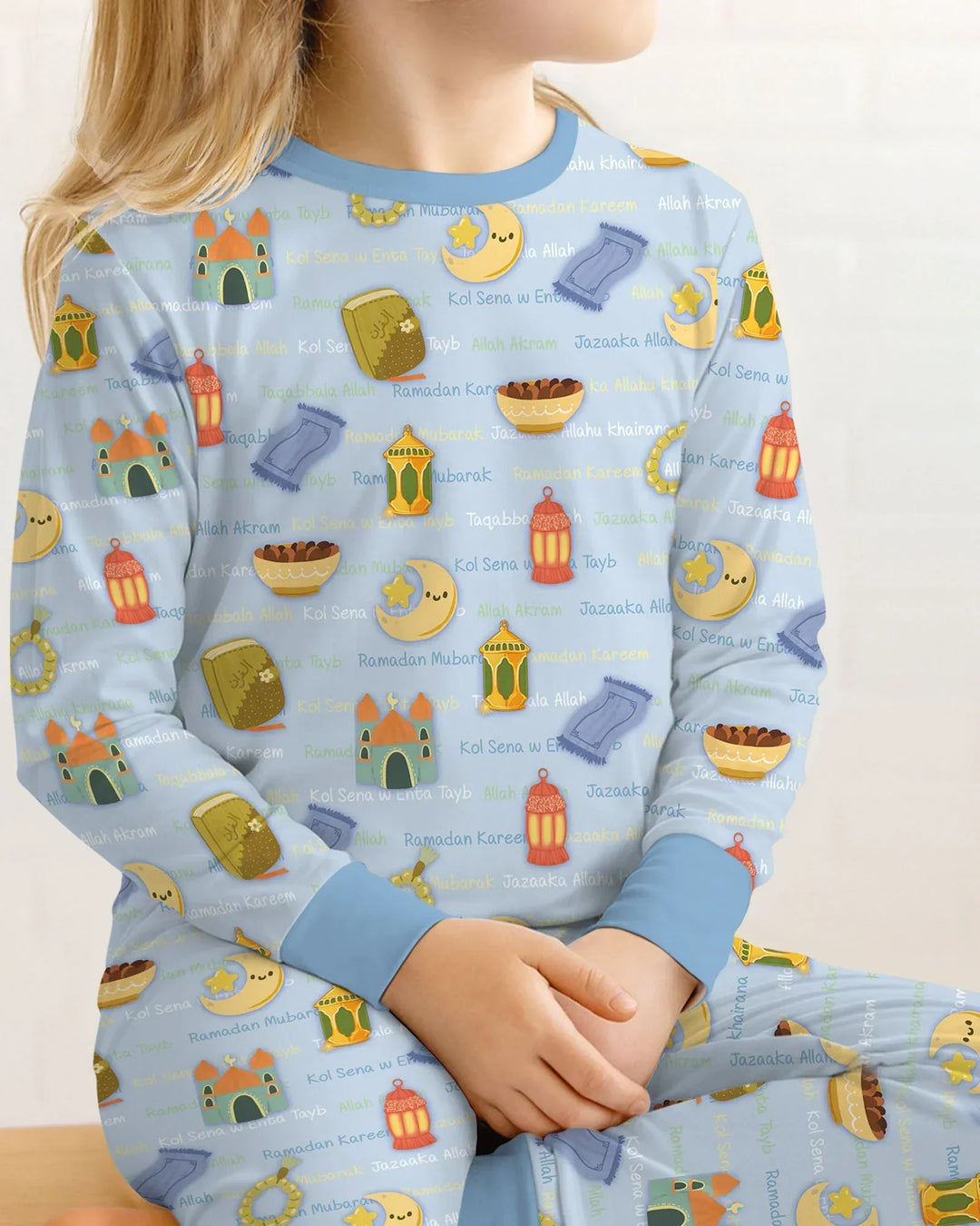 Ramadan Mubarak Family Matching Bamboo Two Piece Long Sleeve Pajama Set