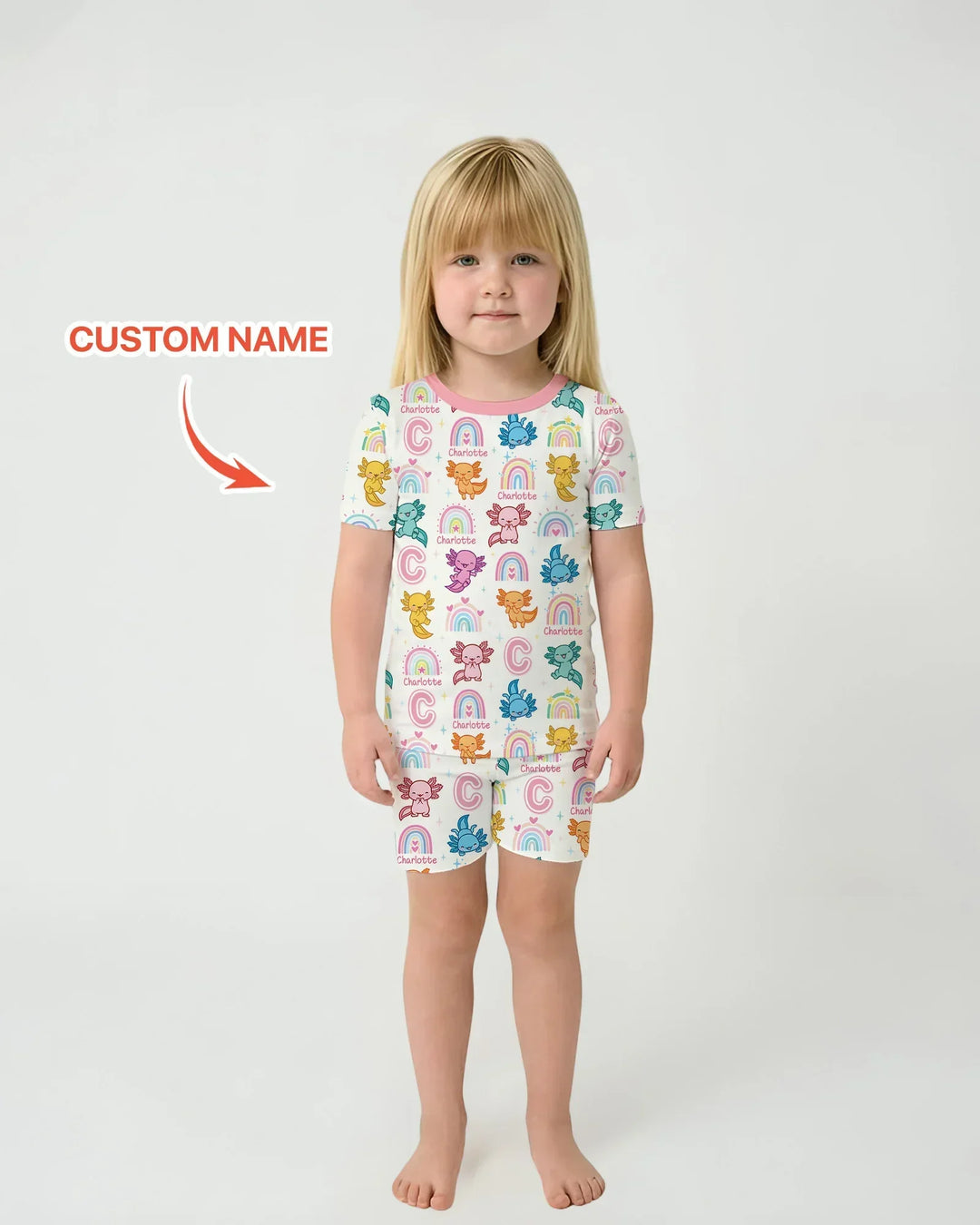 Axololt Custom Name Bamboo Two Piece Short Sleeve Shorts Pajama Set
