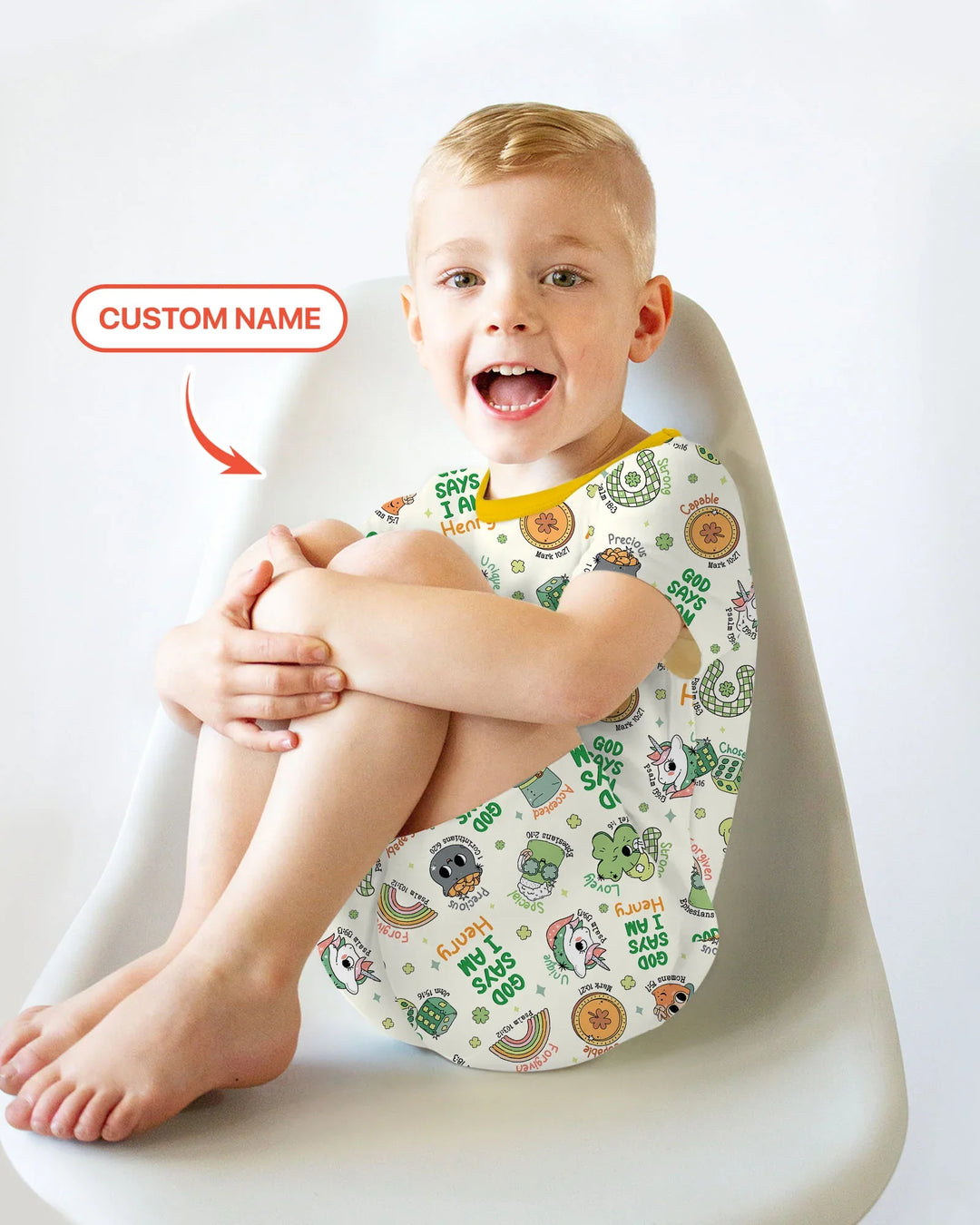 Personalized God Says I Am St. Patrick's Day Family Matching Bamboo Two Piece Short Sleeve Shorts Pajama Set