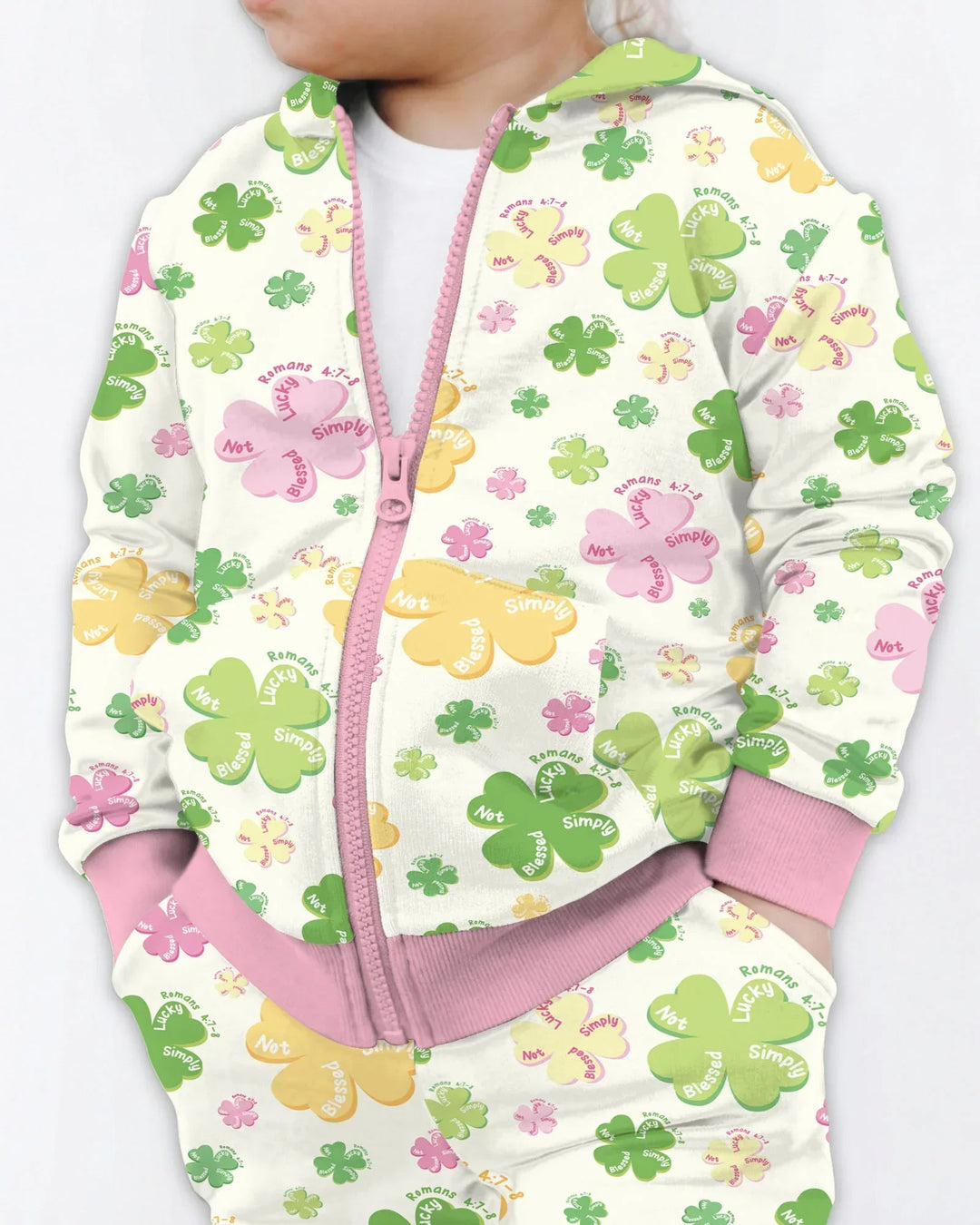 Shamrocks Print St. Patrick's Day Bamboo Zip Hoodie