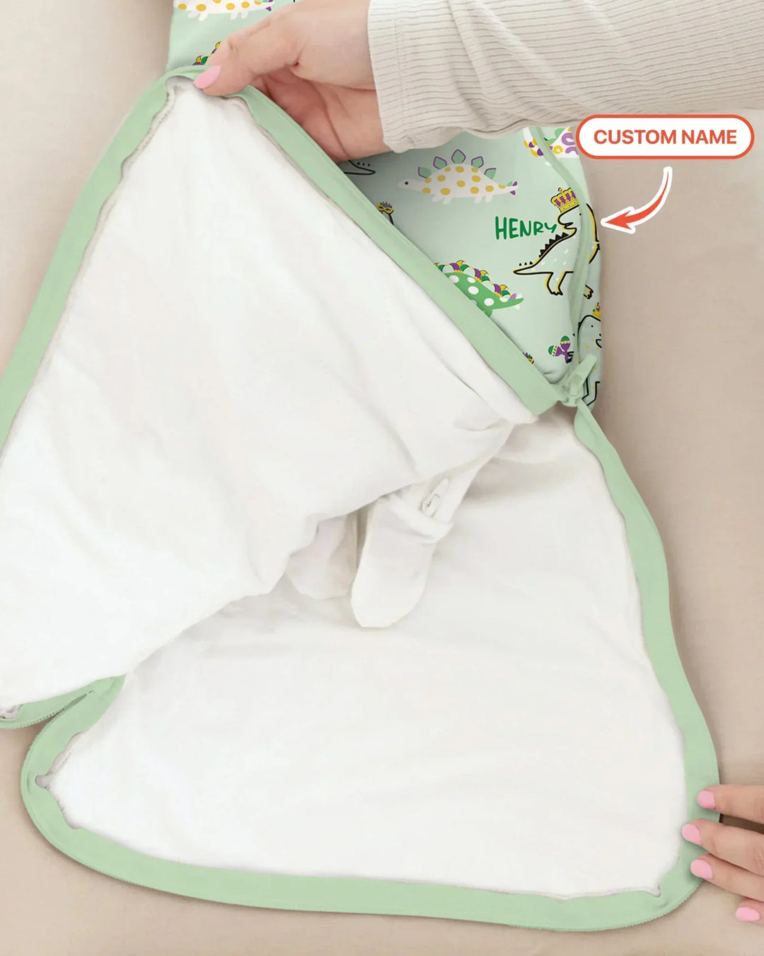 Custom Name Mardi Gras Saurus Bamboo Sleep Bag