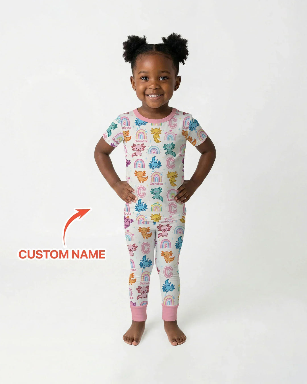 Axololt Custom Name Bamboo Two Piece Short Sleeve Pajama Set