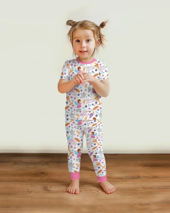 First Communion Bamboo Two Piece Short Sleeve Pajama Set