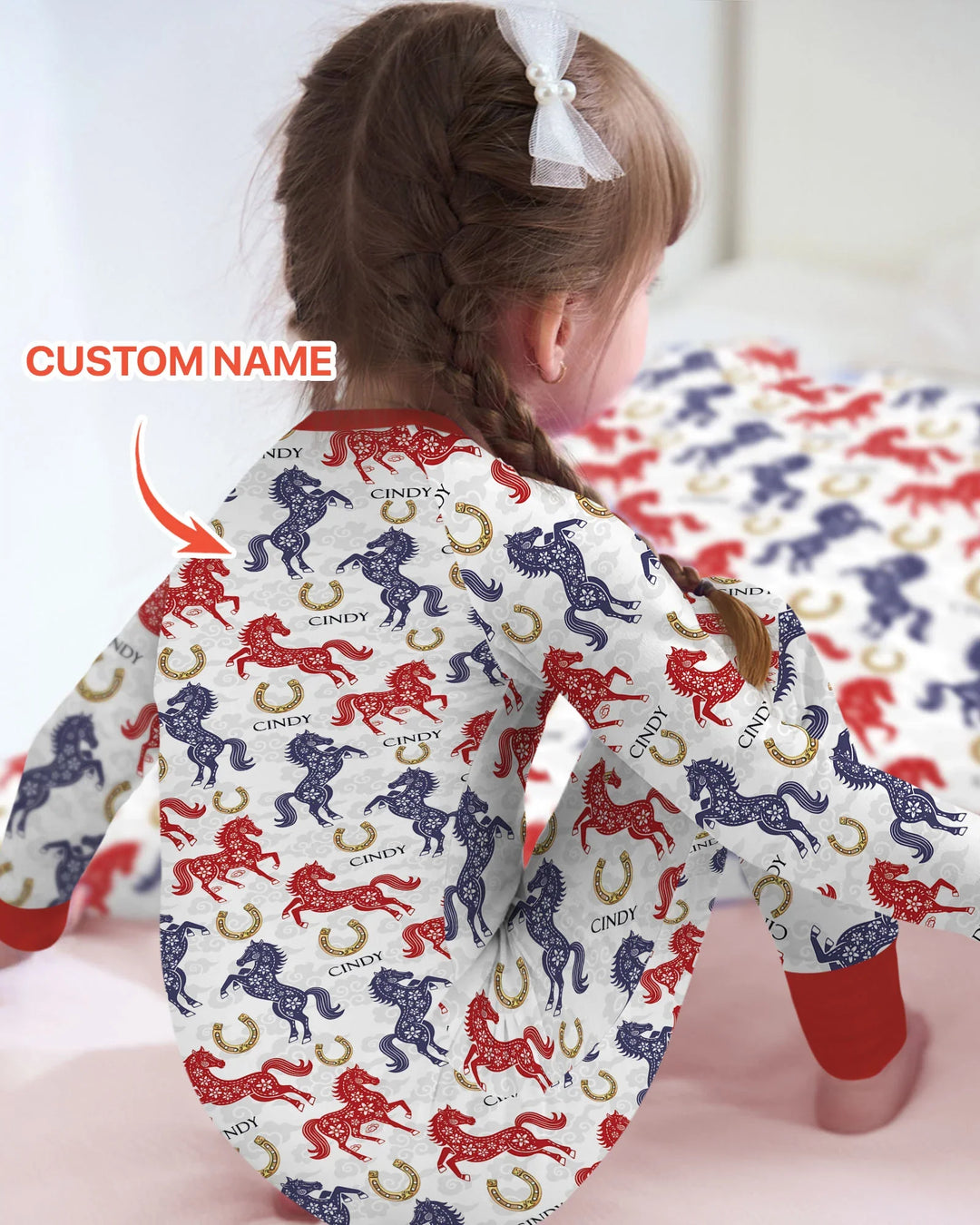Custom Name Chinoiserie Horses Bamboo Convertible Zippy