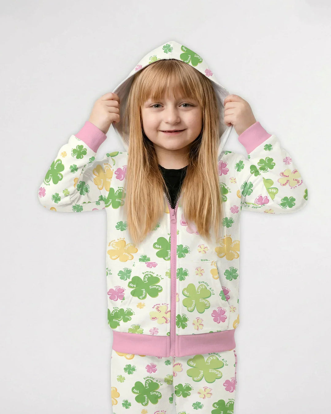 Shamrocks Print St. Patrick's Day Bamboo Zip Hoodie