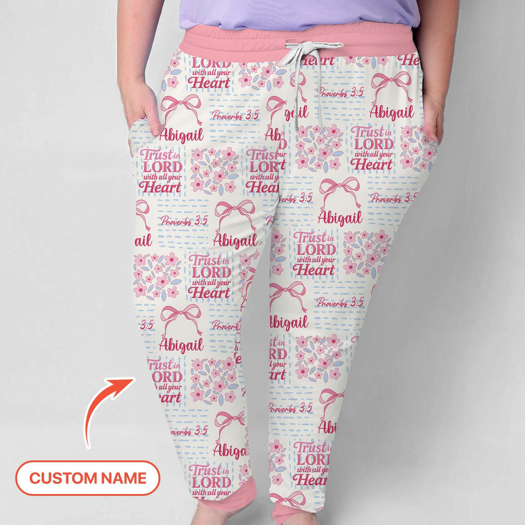 Trust The Lord With All Your Heart Custom Name Bamboo Women Pajama Set
