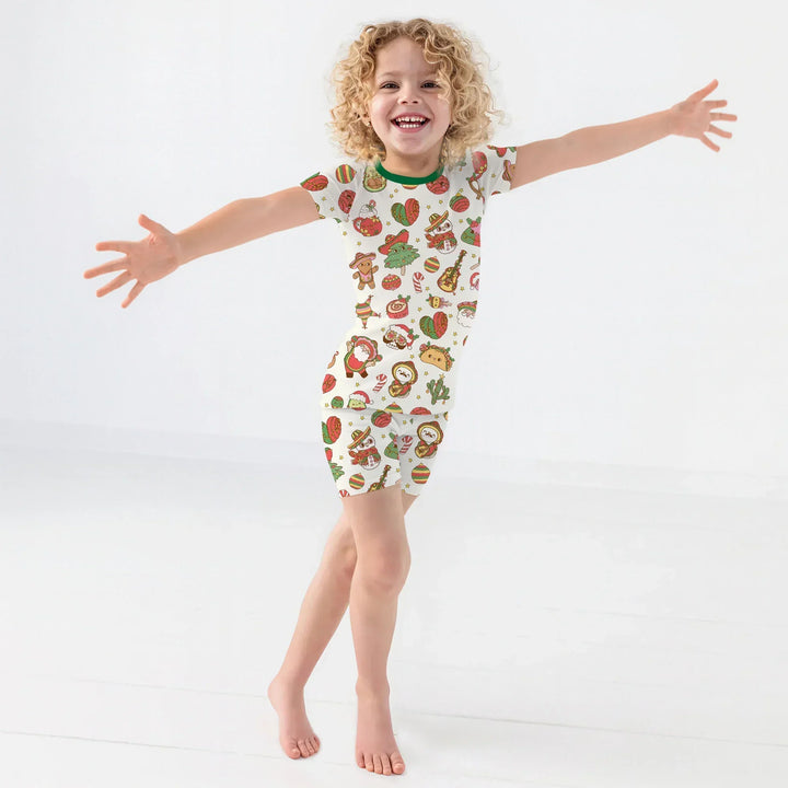 La Fiesta de Navidad Two Piece Short Sleeve Shorts Pajama Set , La Fiesta de Navidad Two Piece Short Sleeve Shorts Pajama Set - 12-18M / Green
