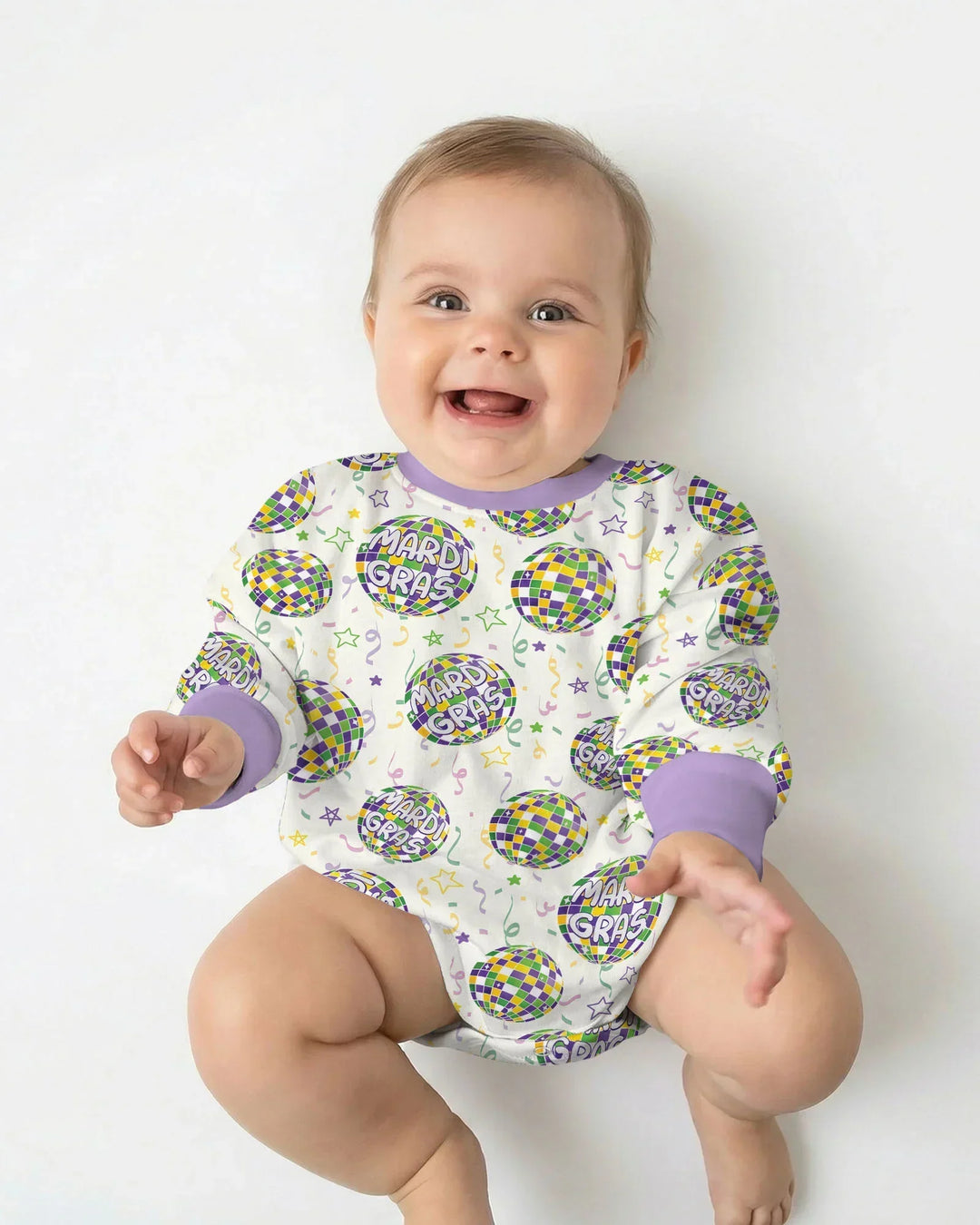 Mardi Gras Disco Ball Bamboo Bubble Romper