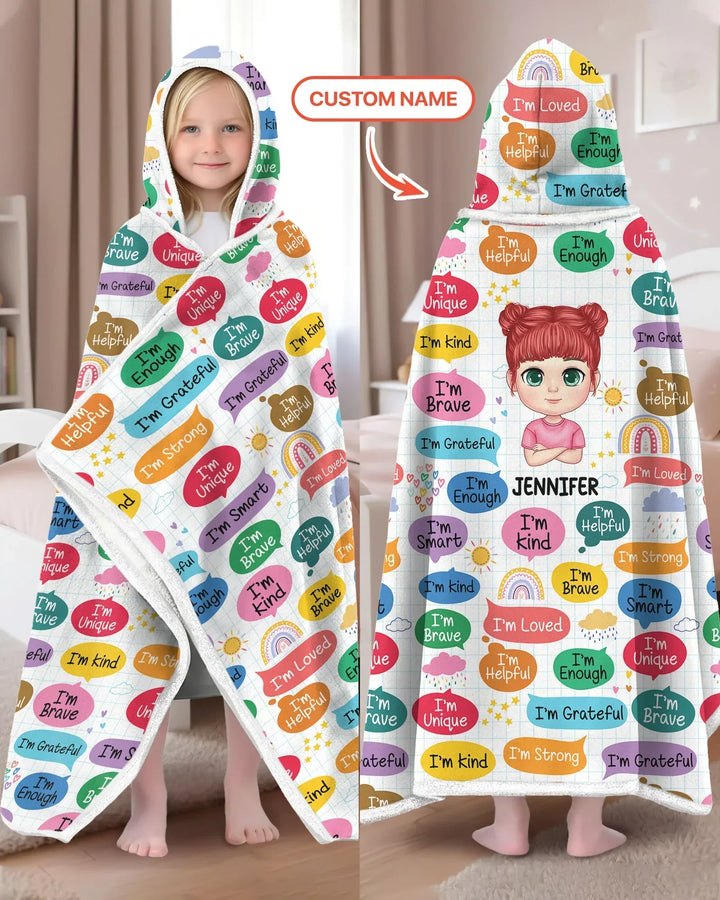 Personalized I'm Kind I'm Brave Bamboo Wearable Hooded Blanket