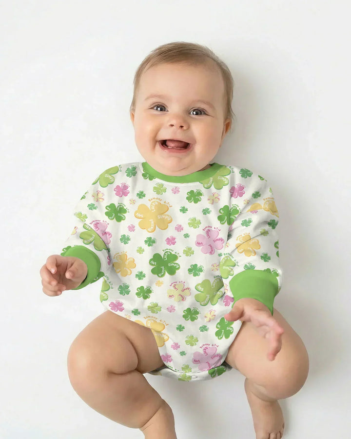 Shamrocks Print St. Patrick's Day Bamboo Bubble Romper