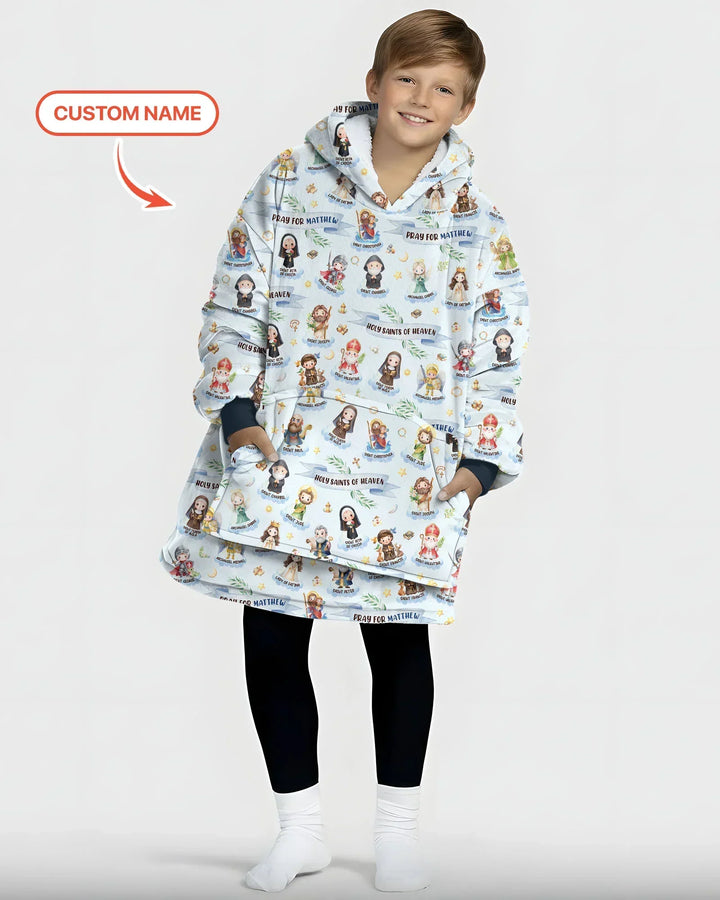 Holy Saints of Heaven Custom Name Bamboo Blanket Hoodie