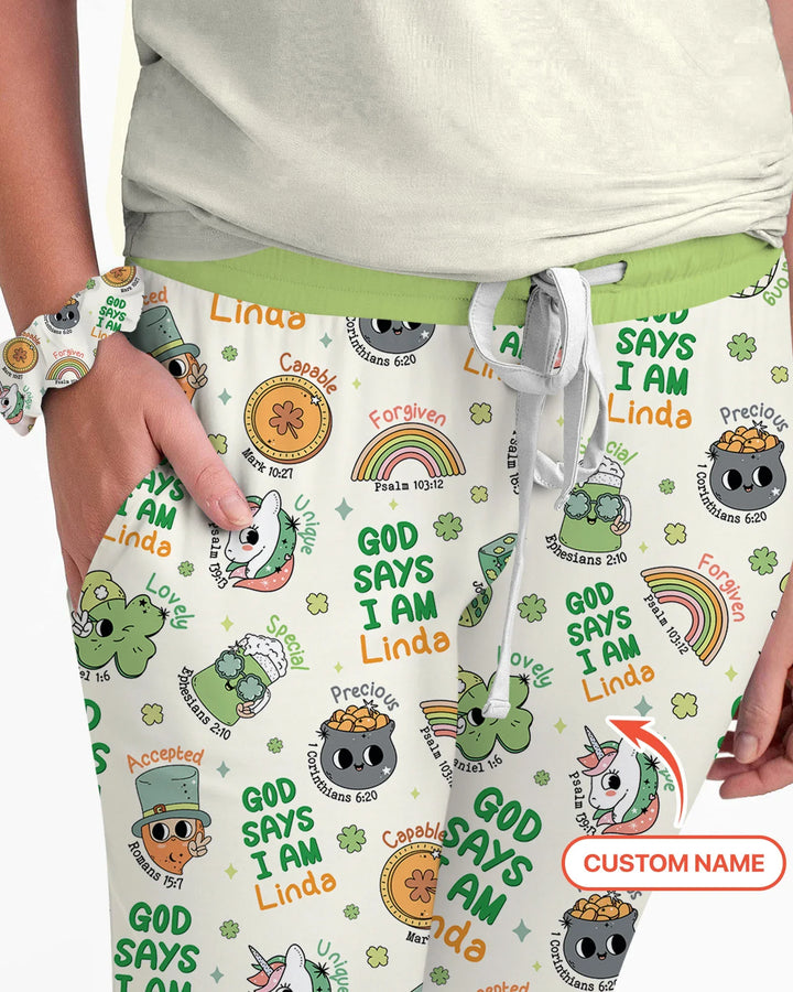 Personalized God Says I Am St. Patrick's Day Family Matching Bamboo Women Pajama Set