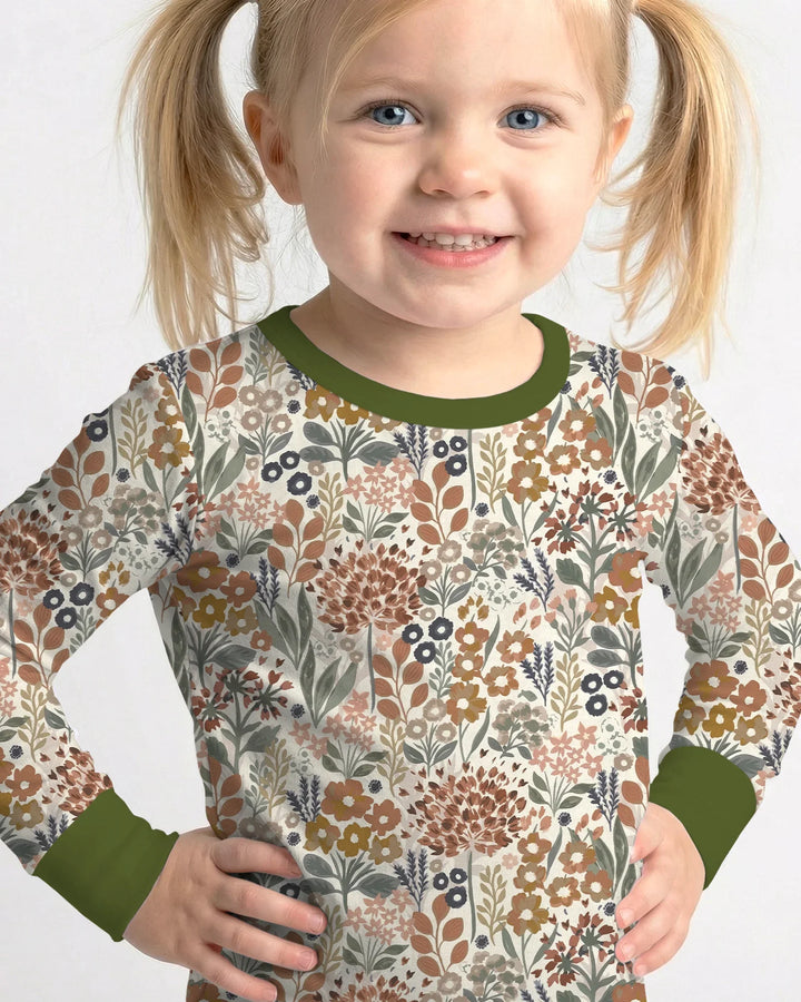 Autumn Meadow Botanicals Bamboo Two Piece Long Sleeve Pajama Set