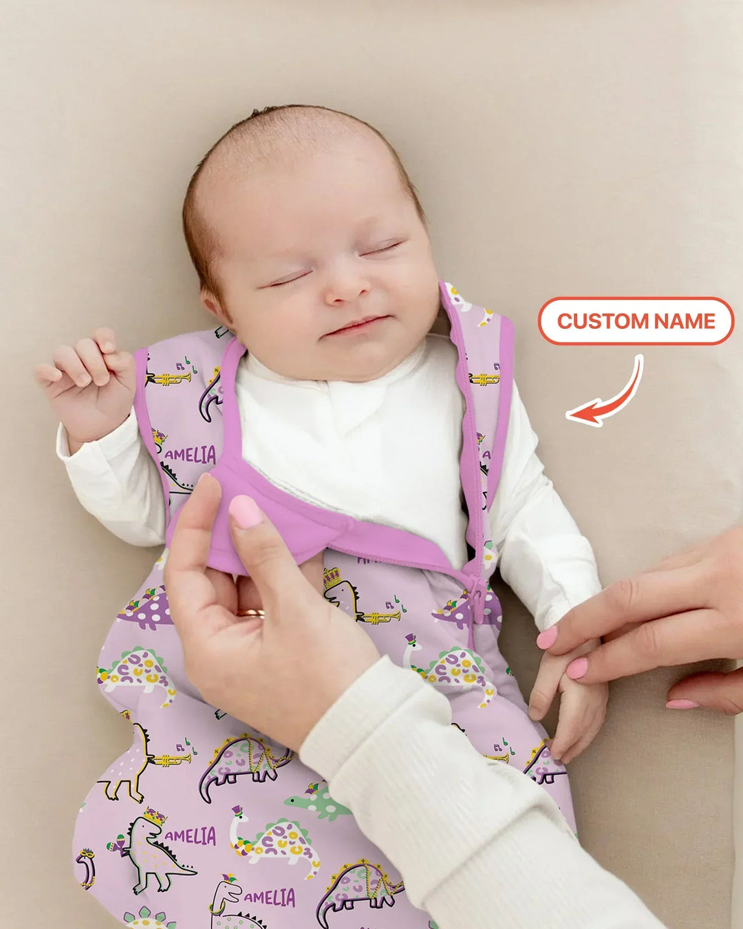 Custom Name Mardi Gras Saurus Bamboo Sleep Bag