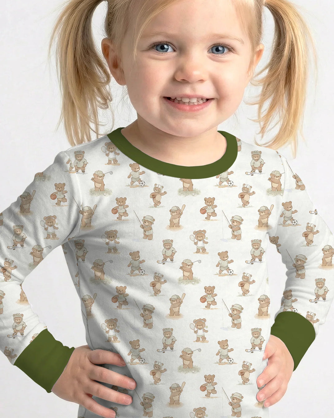 Teddy Team Spirit Bamboo Two Piece Long Sleeve Pajama Set