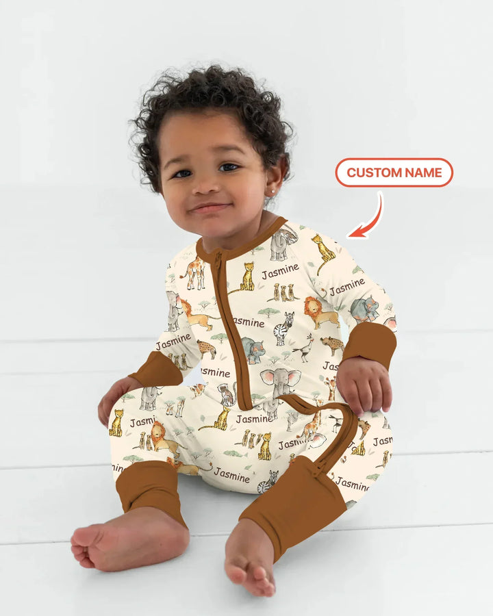 Safari Friends Custom Name Bamboo Convertible Zippy
