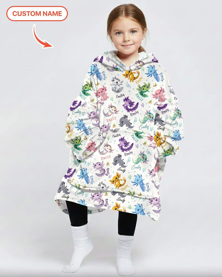 I Love You Axolotl Custom Name Bamboo Blanket Hoodie