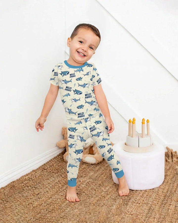 Wide Awake Matching Daddy & Me Bamboo Two Piece Short Sleeve Pajama Set