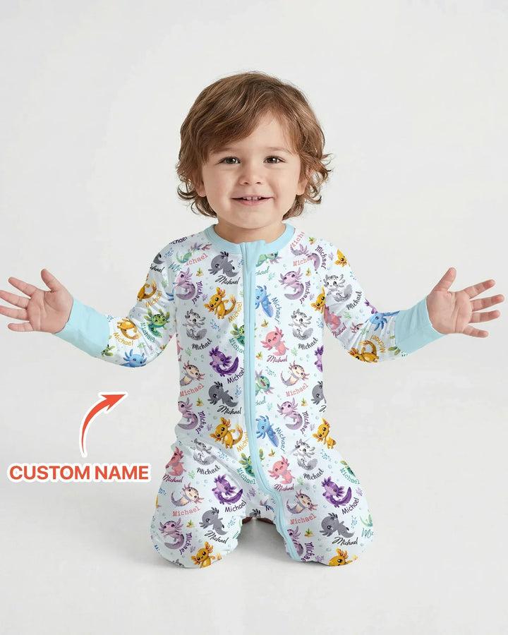 I Love You Axolotl Custom Name Bamboo Convertible Zippy