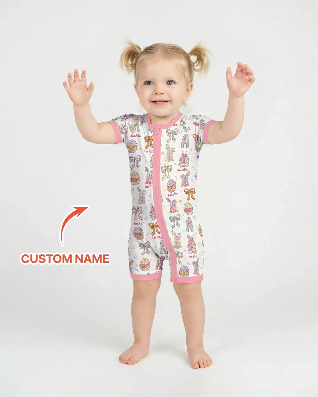 Happy Easter Custom Name Bamboo Shorty Zippy