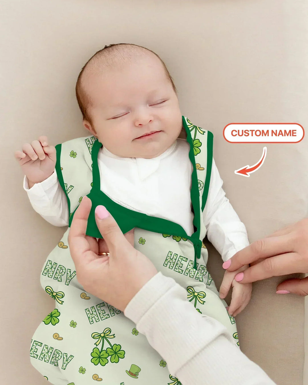 Custom Name Lucky Little Shamrock Bamboo Sleep Bag