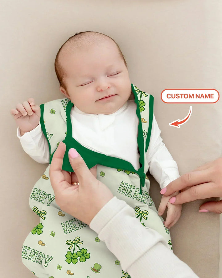 Custom Name Lucky Little Shamrock Bamboo Sleep Bag