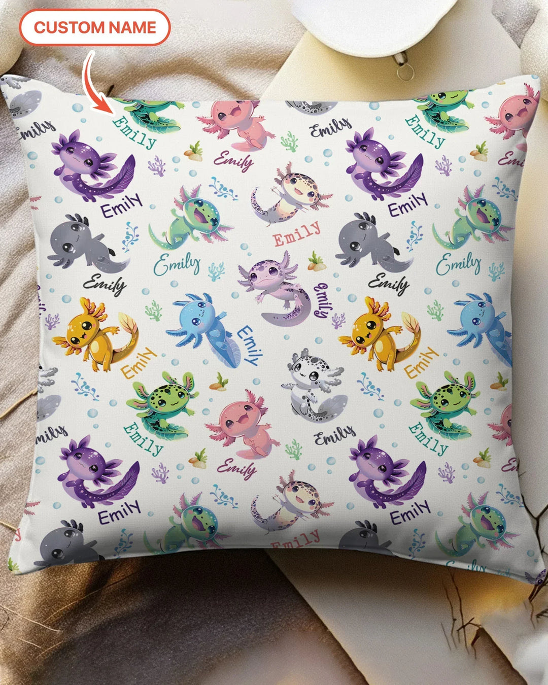 I Love You Axolotl Custom Name Bamboo Pillow Case