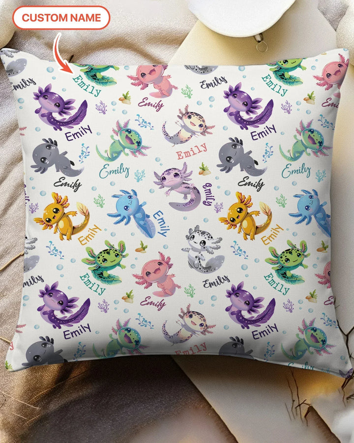 I Love You Axolotl Custom Name Bamboo Pillow Case