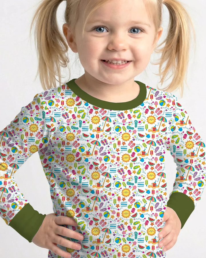 Sunshine Splash Party Bamboo Two Piece Long Sleeve Pajama Set